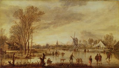 Un río en invierno de Aert van der Neer